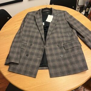NWT Theory - Gray and Brown Plaid Blazer Piazza - size 8